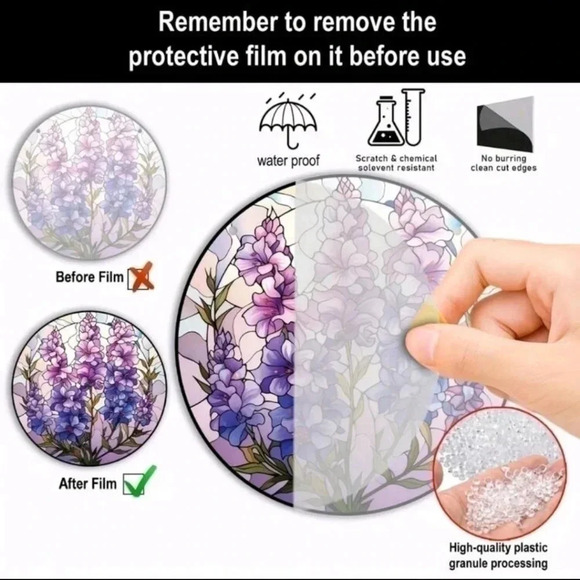 Lavender purple and pink hanging wall decor home sign Suncatcher with chain - Picture 2 of 3